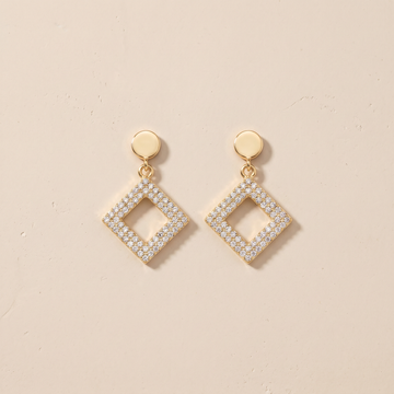 Luxury 18K Gold Plated Geometric Diamond-Cut Drop Earrings